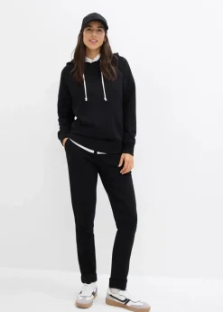 bonprix Bekleidung·Röcke|Bekleidung·Blusen & Tuniken^Hoodie mit Kapuze schwarz