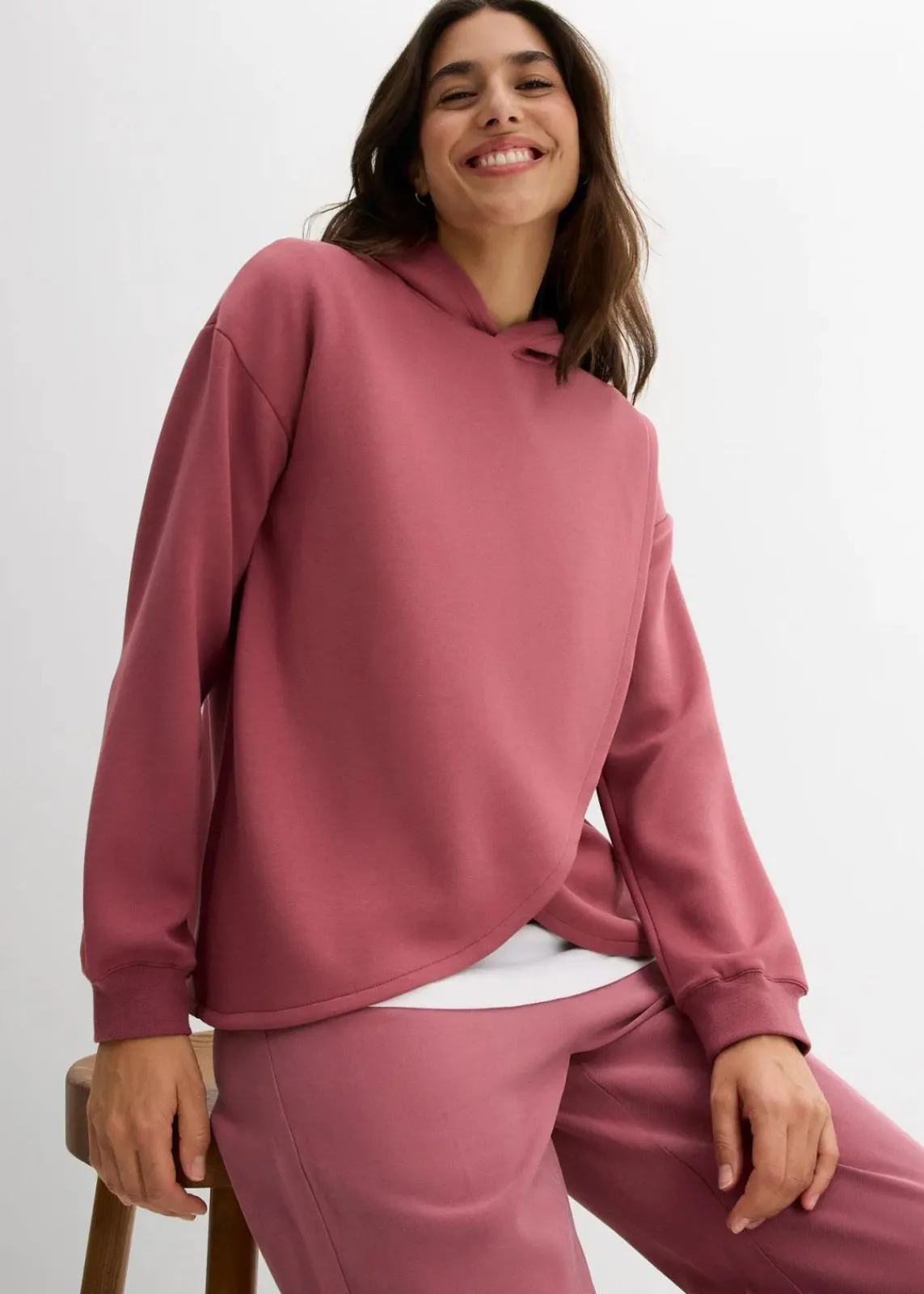 bonprix Bekleidung·Blusen & Tuniken|Sweat^Hoodie mit Kapuze aus softem Viskose-Mix softbeere