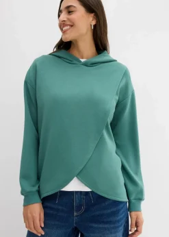 bonprix Sweat|Bekleidung·Blusen & Tuniken^Hoodie mit Kapuze aus softem Viskose-Mix graugrün