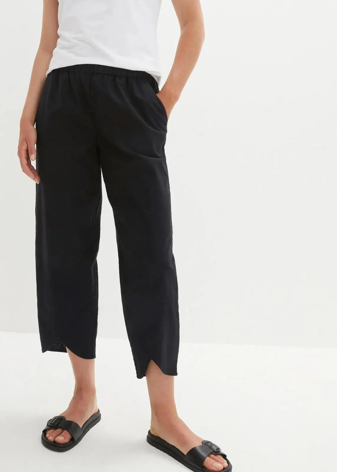 bonprix Bekleidung·Kleider|Hosen^3/4-Hose aus leichtem Leinen-Mix schwarz