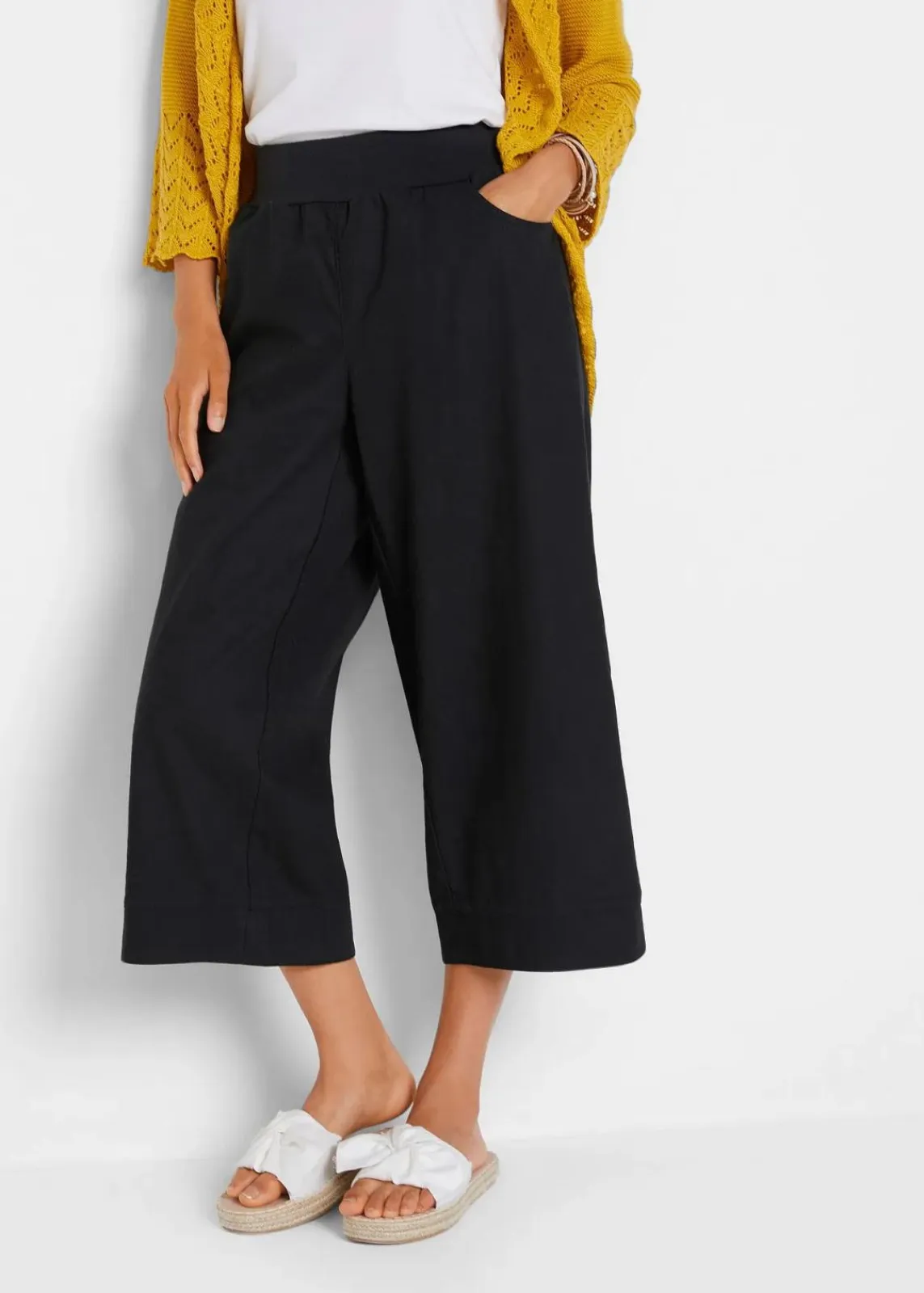bonprix Bekleidung·Kleider|Hosen^3/4-Hose aus Leinen-Baumwoll-Mischung schwarz