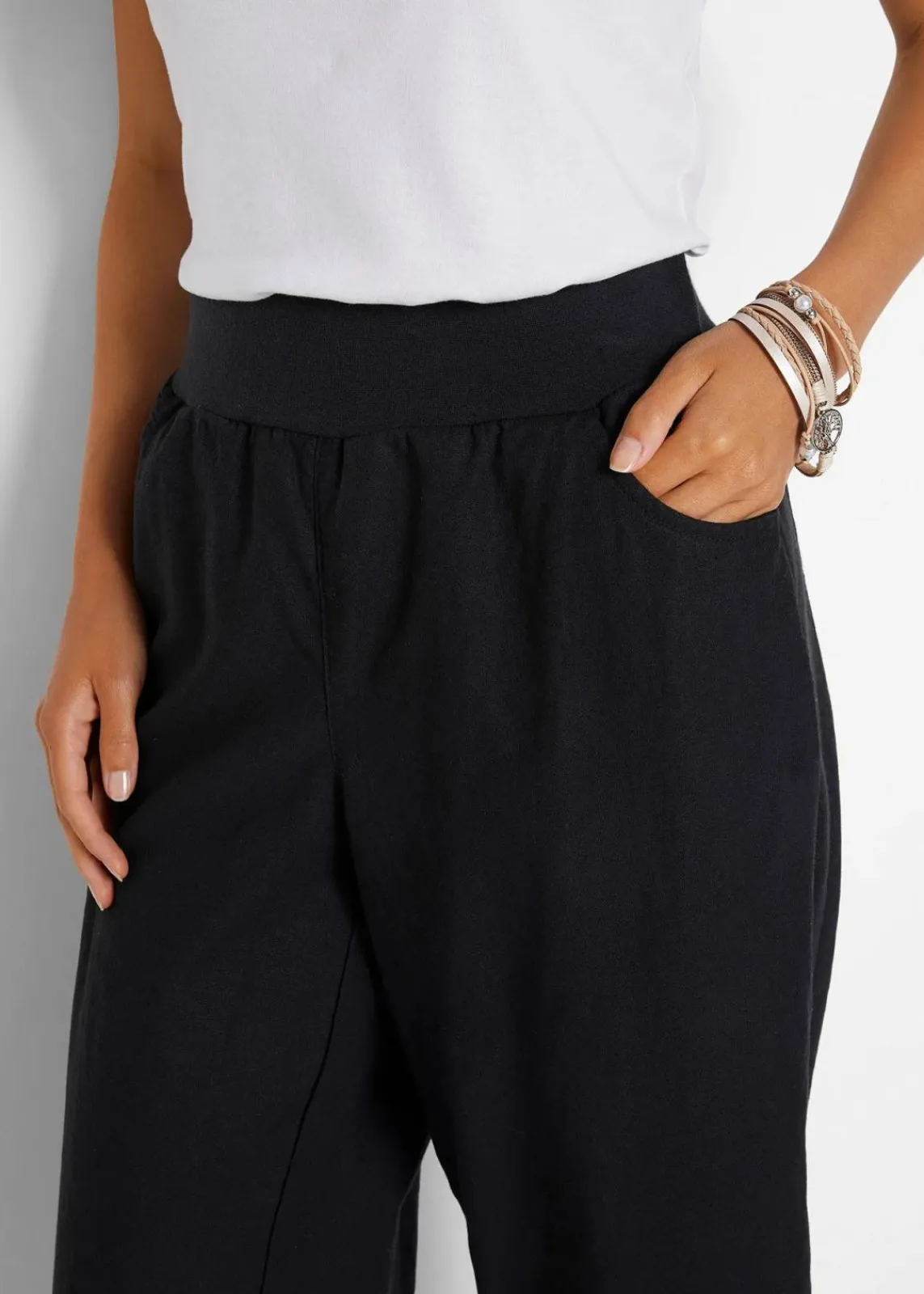 bonprix Bekleidung·Kleider|Hosen^3/4-Hose aus Leinen-Baumwoll-Mischung schwarz