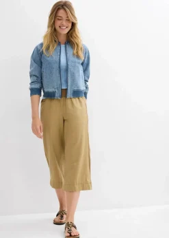 bonprix Nachhaltigere Materialien|Hosen^3/4-Hose aus Leinen-Baumwoll-Mischung khakibraun