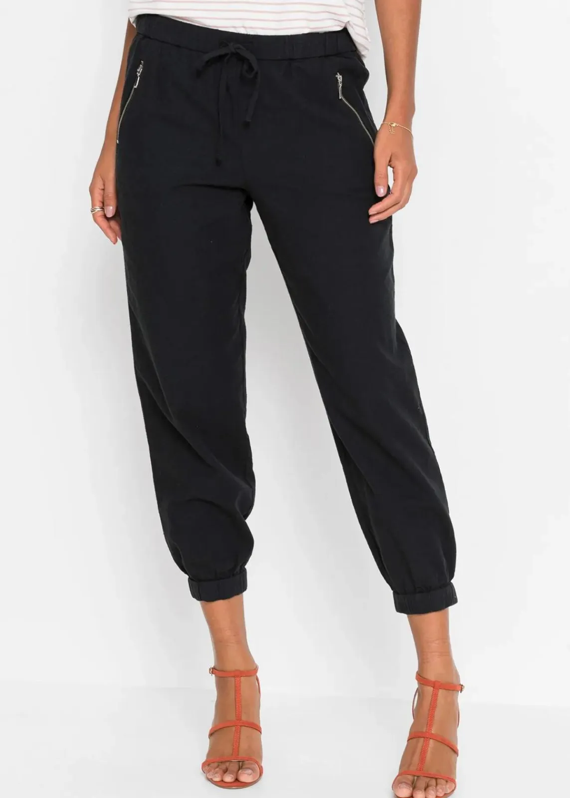 bonprix Bekleidung·Kleider|Hosen^7/8-Hose aus luftigem Leinen-Mix schwarz