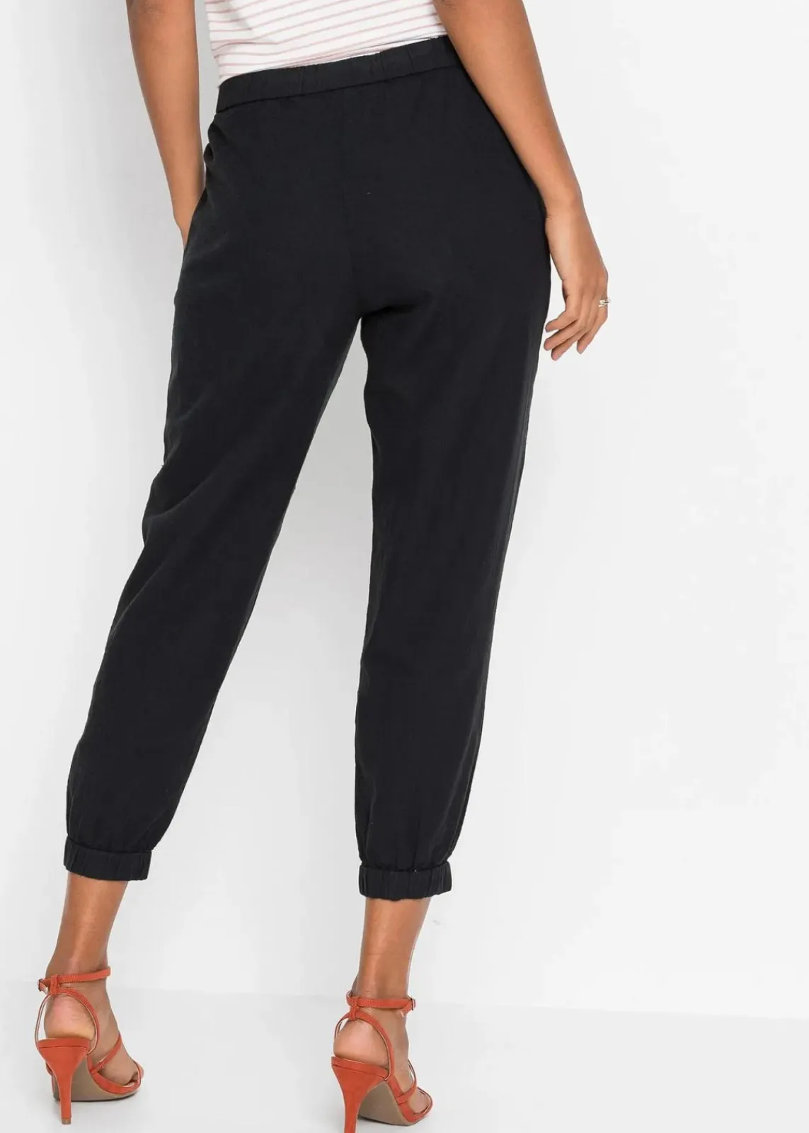 bonprix Bekleidung·Kleider|Hosen^7/8-Hose aus luftigem Leinen-Mix schwarz
