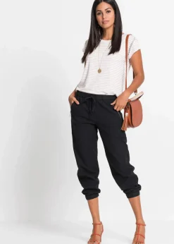 bonprix Bekleidung·Kleider|Hosen^7/8-Hose aus luftigem Leinen-Mix schwarz
