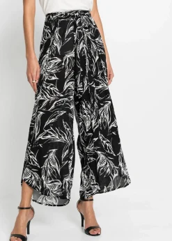 bonprix Bekleidung·Kleider|Hosen^Hose aus strukturierter Viskose schwarz / weiss floral