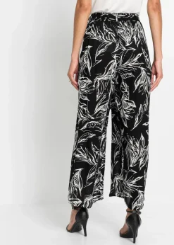 bonprix Bekleidung·Kleider|Hosen^Hose aus strukturierter Viskose schwarz / weiss floral
