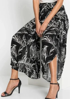 bonprix Bekleidung·Kleider|Hosen^Hose aus strukturierter Viskose schwarz / weiss floral
