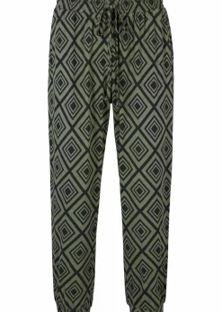 bonprix Hosen|Nachhaltigere Materialien^3/4-Hose aus Viskosemix dunkelkhaki graphisch bedruckt