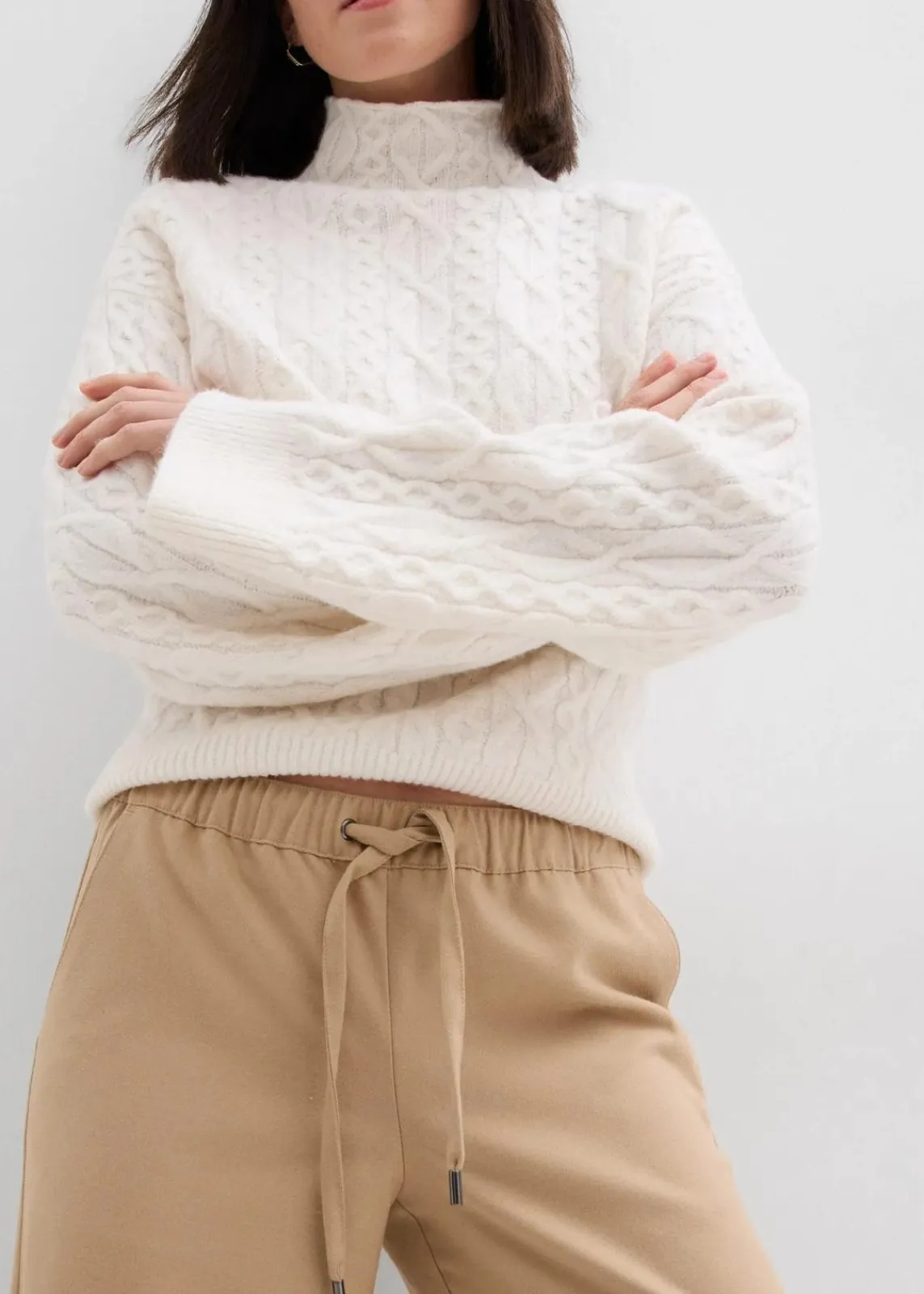 bonprix Hosen|Bekleidung·Kleider^Hose in Wolloptik mit Bequembund hellkhaki