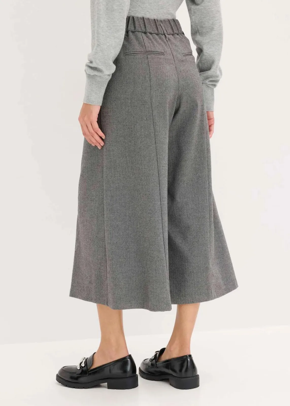 bonprix Hosen|Shorts^Hose mit Fischgrat in Wolloptik grau meliert