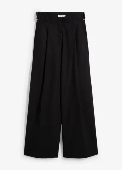 bonprix Hosen|Bekleidung·Kleider^Hose mit Seitenschnallen aus Viskose-Mix schwarz