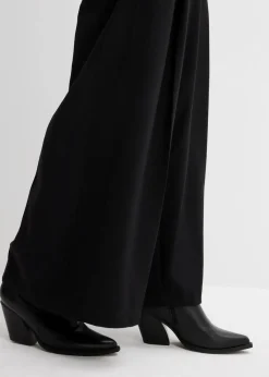 bonprix Hosen|Bekleidung·Kleider^Hose mit Seitenschnallen aus Viskose-Mix schwarz
