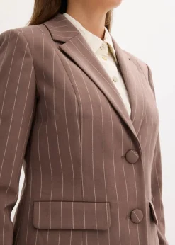 bonprix Kurzgrößen|Bekleidung·Basics^Hosenanzug 2-tlg lehmbraun/naturbeige gestreift