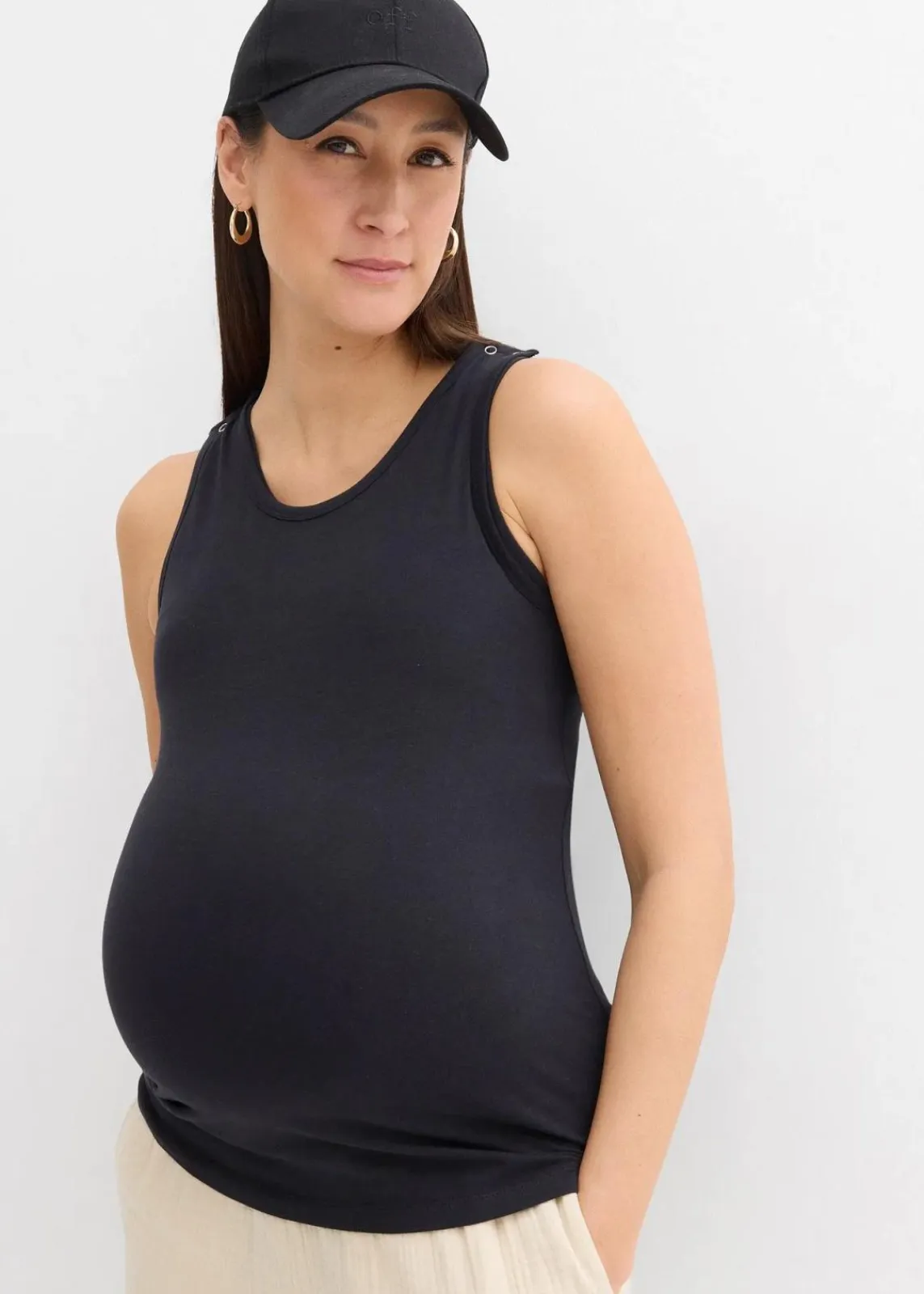bonprix Umstandsmode^2-in-1 BH-Tanktop für die Schwangerschaft und Stillzeit aus Bio-Baumwolle schwarz