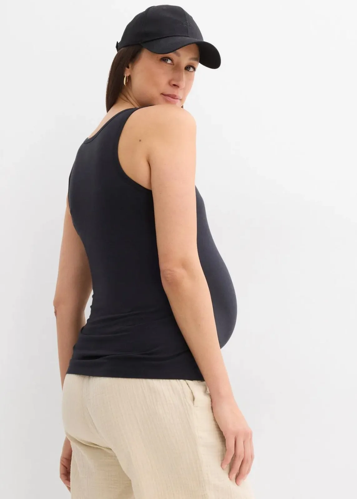 bonprix Umstandsmode^2-in-1 BH-Tanktop für die Schwangerschaft und Stillzeit aus Bio-Baumwolle schwarz