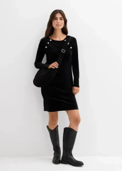 bonprix Bekleidung·Blazer|Umstandsmode^2-in-1 festliches Umstands- und Stillkleid aus weichem Samt schwarz