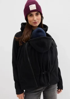 bonprix Bekleidung·Blazer|Nachhaltigere Materialien^4-in-1 Fleecejacke mit Babyeinsatz und Vorder- und Rückentragefunktion schwarz