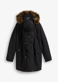 bonprix Nachhaltigere Materialien|Umstandsmode^3-in-1 Funktions-Umstandsjacke und Tragejacke schwarz