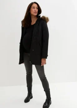 bonprix Nachhaltigere Materialien|Umstandsmode^3-in-1 Funktions-Umstandsjacke und Tragejacke schwarz