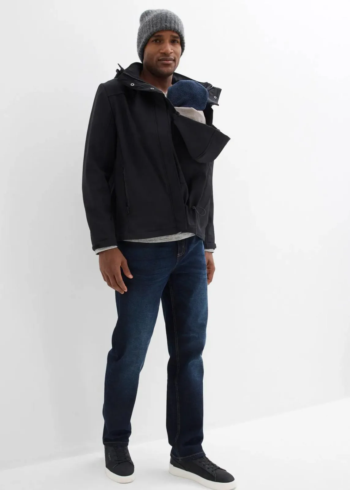 bonprix Bekleidung·Blazer|Umstandsmode^3-in-1 Herren-Tragejacke mit Vorder- und Rückentragefunktion schwarz