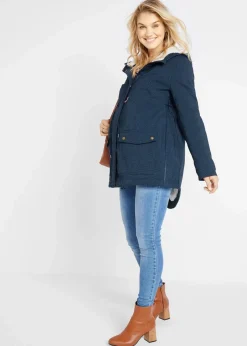 bonprix Bekleidung·Blazer|Umstandsmode^3-in-1 kuschelig gefütterte Umstands- und Tragejacke dunkelblau gepunktet