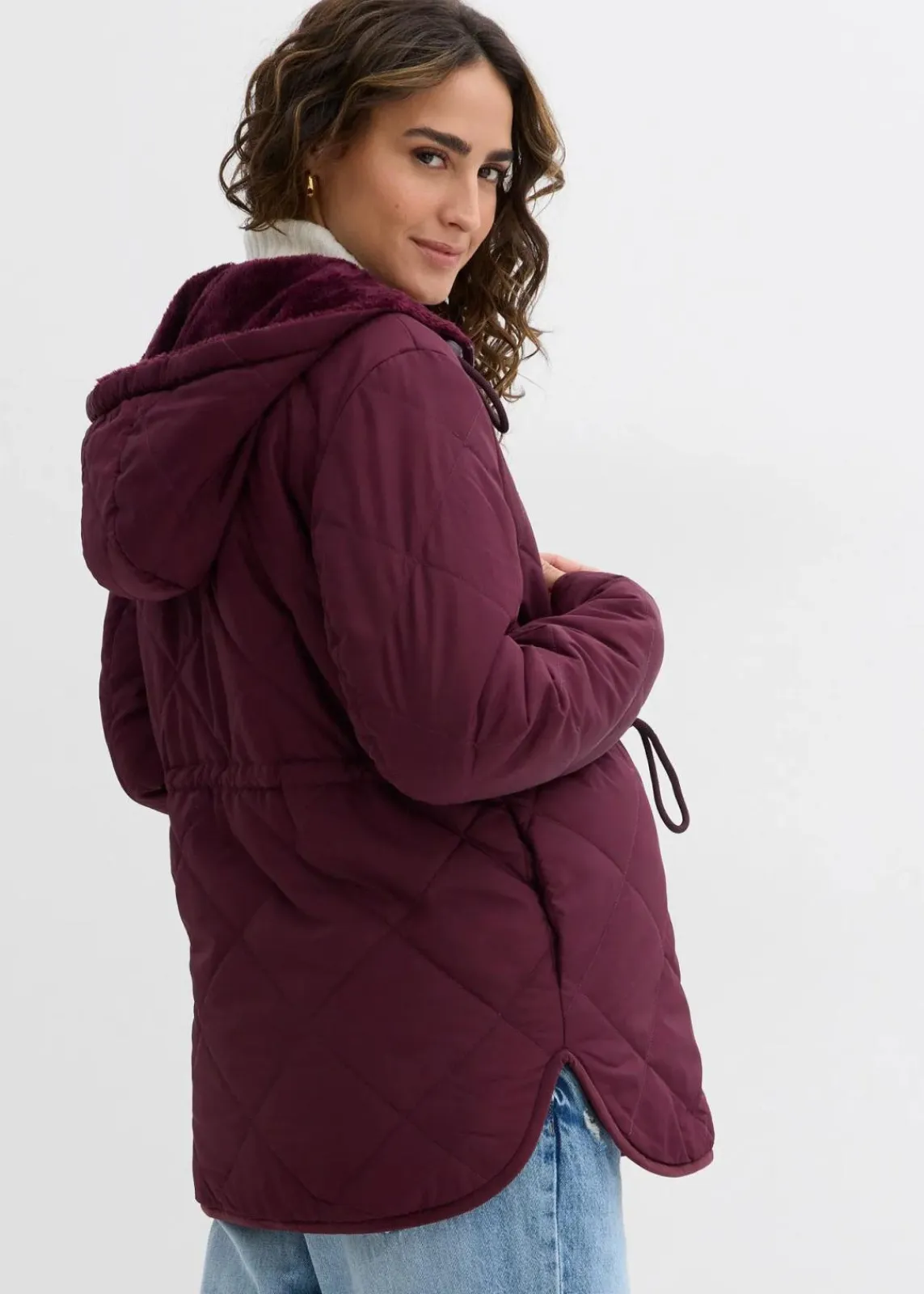 bonprix Bekleidung·Blazer|Umstandsmode^6-in-1 kuschelige Umstands- und Tragejacke zum Wenden weinrot