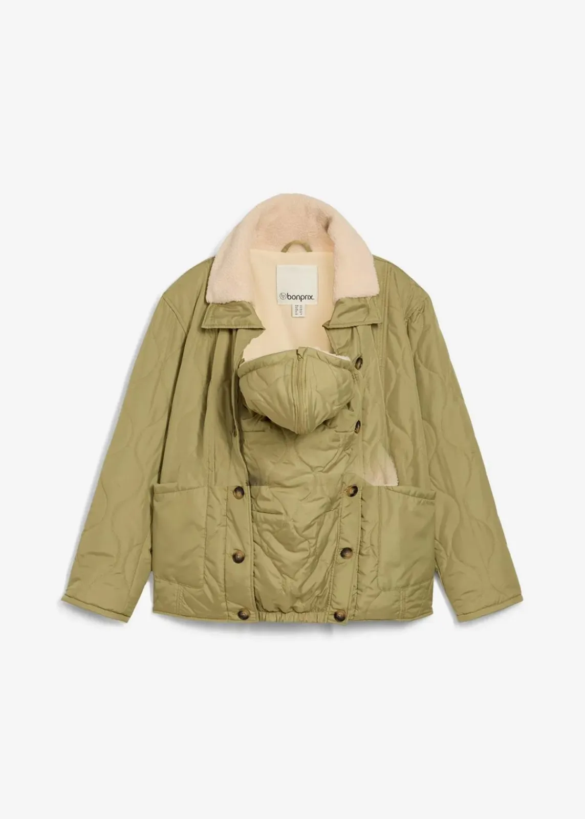 bonprix Bekleidung·Blazer|Umstandsmode^3-in-1 Leichte Umstandsjacke mit Teddyfutter und Trageeinsatz olivkhaki