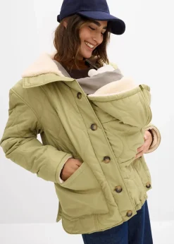 bonprix Bekleidung·Blazer|Umstandsmode^3-in-1 Leichte Umstandsjacke mit Teddyfutter und Trageeinsatz olivkhaki