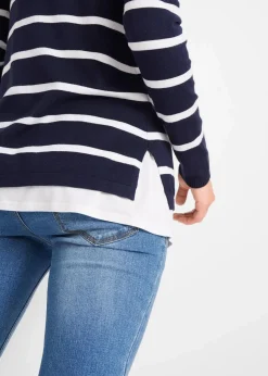 bonprix Bekleidung·Blazer|Umstandsmode^2-in-1 leichter Umstands- und Stillpullover dunkelblau/weiß gestreift