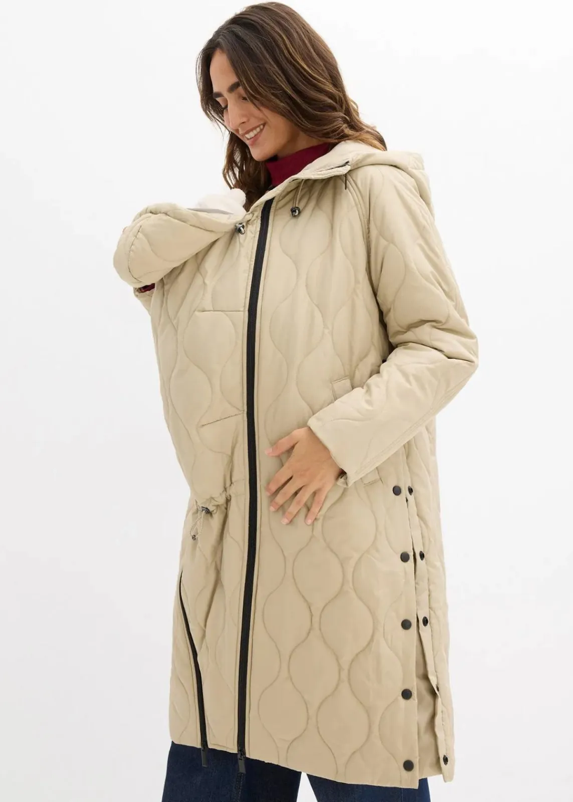 bonprix Bekleidung·Blazer|Umstandsmode^3-in-1 mittelwarm gesteppter Umstands-und Tragemantel mattschilf