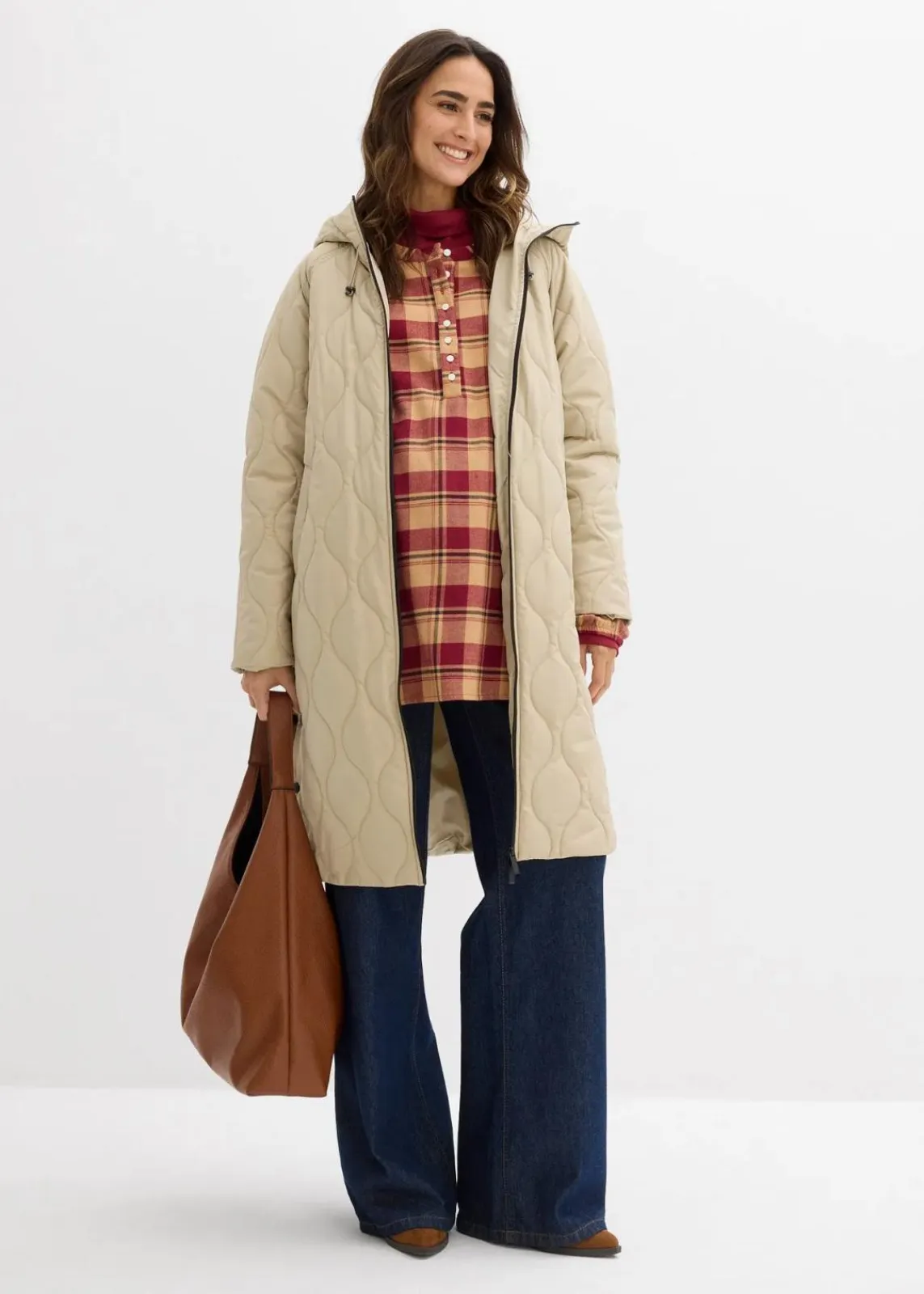 bonprix Bekleidung·Blazer|Umstandsmode^3-in-1 mittelwarm gesteppter Umstands-und Tragemantel mattschilf