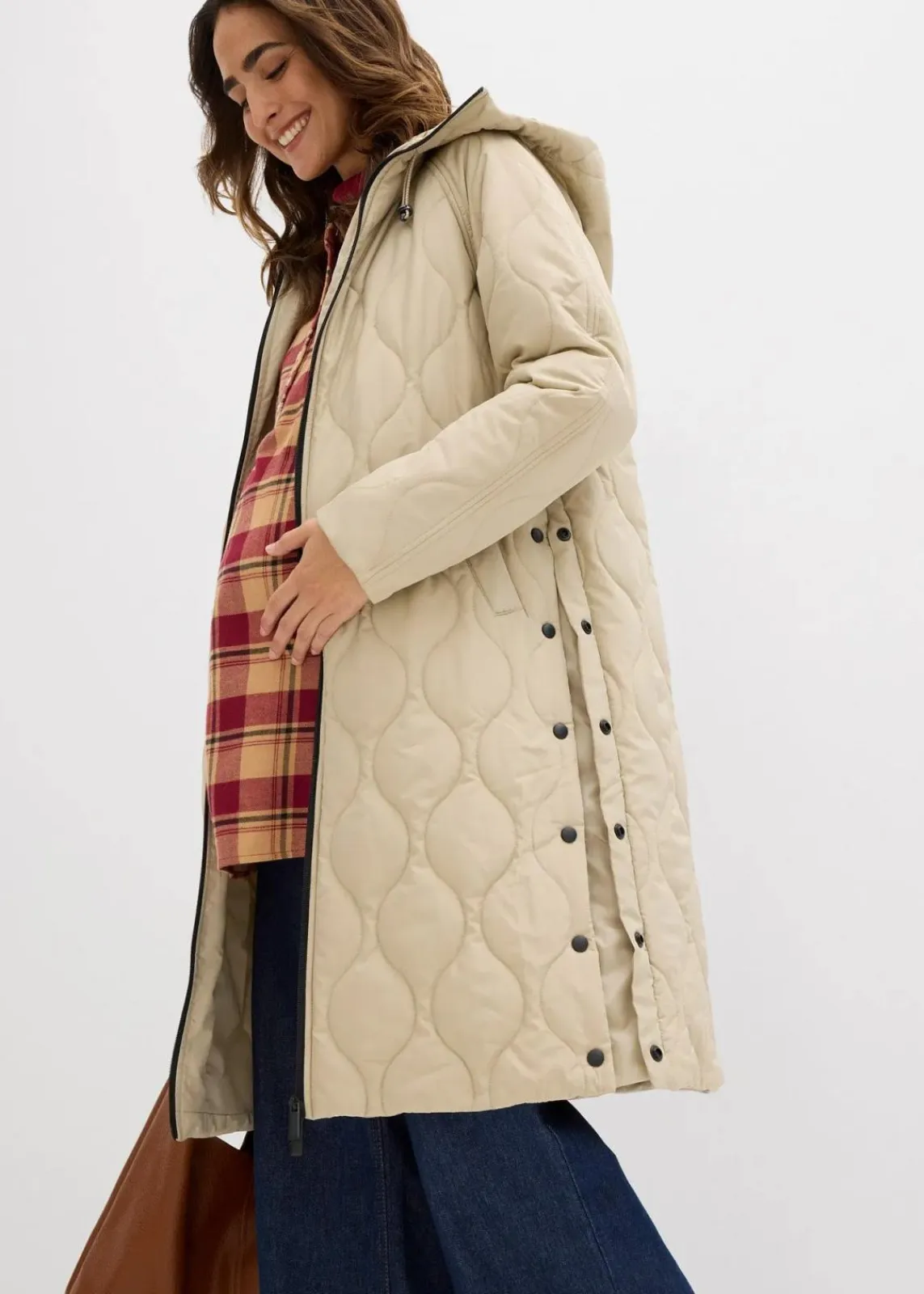 bonprix Bekleidung·Blazer|Umstandsmode^3-in-1 mittelwarm gesteppter Umstands-und Tragemantel mattschilf