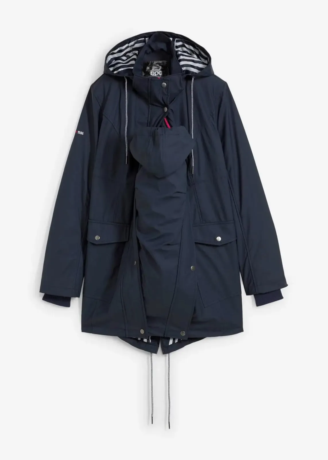bonprix Bekleidung·Blazer|Umstandsmode^3-in-1 Regen-Umstands- und Tragejacke dunkelblau/beerenrot