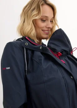 bonprix Bekleidung·Blazer|Umstandsmode^3-in-1 Regen-Umstands- und Tragejacke dunkelblau/beerenrot