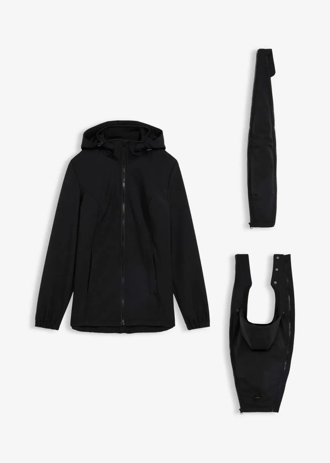 bonprix Bekleidung·Blazer|Umstandsmode^4-in-1 Softshelljacke mit Babyeinsatz zum vorne und hinten tragen schwarz