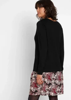 bonprix Umstandsmode^2-in-1 Umstand- und Stillkleid aus einer Materialkombination schwarz Paisley
