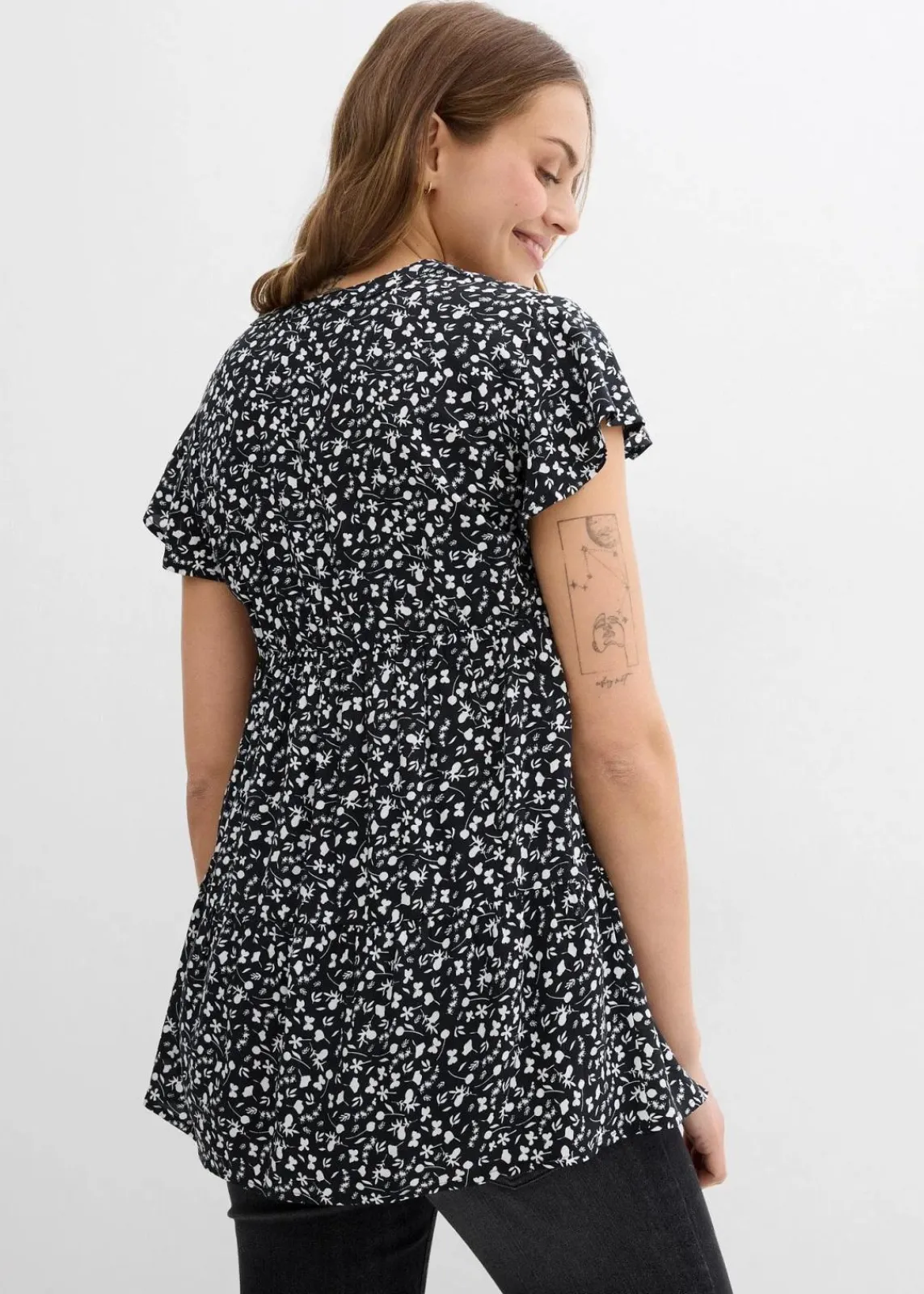 bonprix Umstandsmode^2-in-1 Umstands- und Stillbluse aus fließender Viskose schwarz/weiß