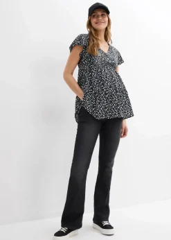bonprix Umstandsmode^2-in-1 Umstands- und Stillbluse aus fließender Viskose schwarz/weiß