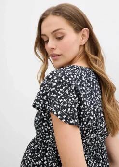 bonprix Umstandsmode^2-in-1 Umstands- und Stillbluse aus fließender Viskose schwarz/weiß