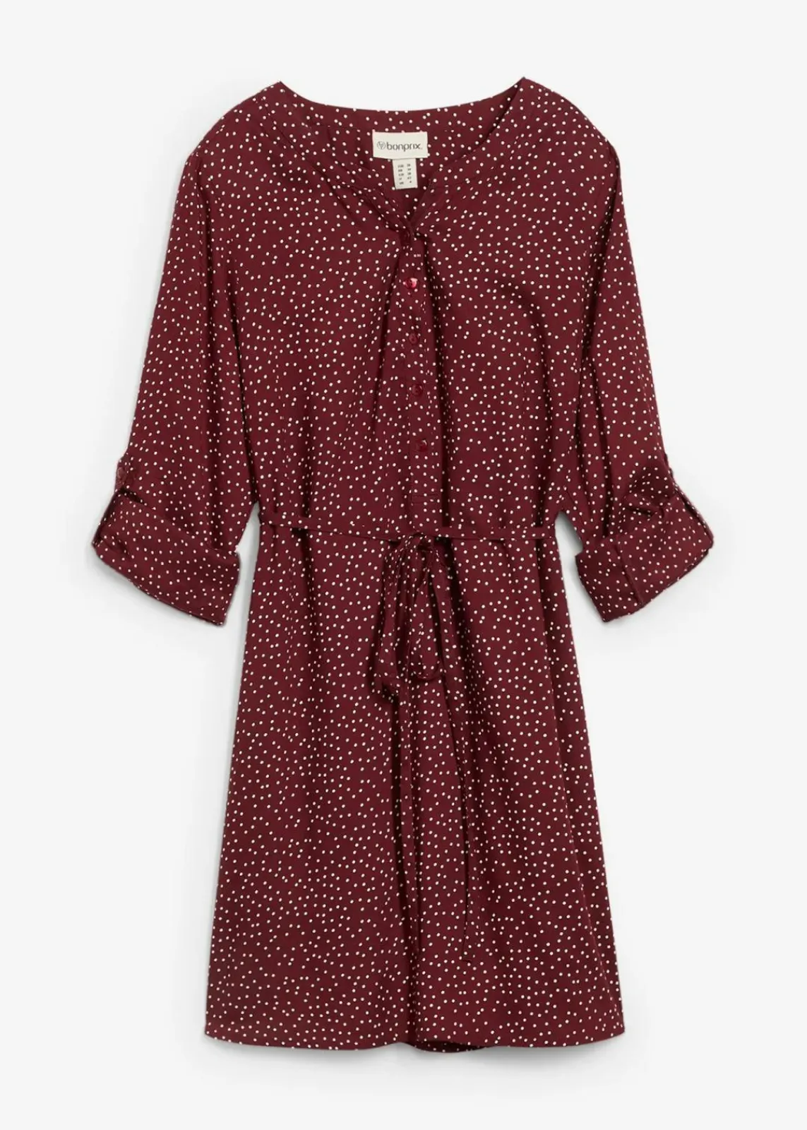 bonprix Bekleidung·Blazer|Umstandsmode^2-in-1 Umstands- und Stillblusenkleid aus fließender Viskose dunkelbeere/weiß gepunktet