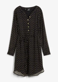 bonprix Umstandsmode|Bekleidung·Blazer^2-in-1 Umstands- und Stillkleid aus Chiffon schwarz/gold gepunktet