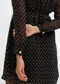 bonprix Umstandsmode|Bekleidung·Blazer^2-in-1 Umstands- und Stillkleid aus Chiffon schwarz/gold gepunktet