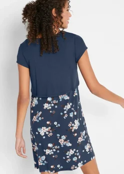 bonprix Bekleidung·Blazer|Umstandsmode^2-in-1 Umstands- und Stillkleid aus aus Viskose-Jersey dunkelblau geblümt