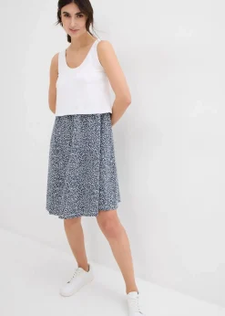 bonprix Nachhaltigere Materialien|Umstandsmode^2-in-1 Umstands- und Stillkleid aus Bio-Baumwolljersey wollweiß/dunkelblau geblümt