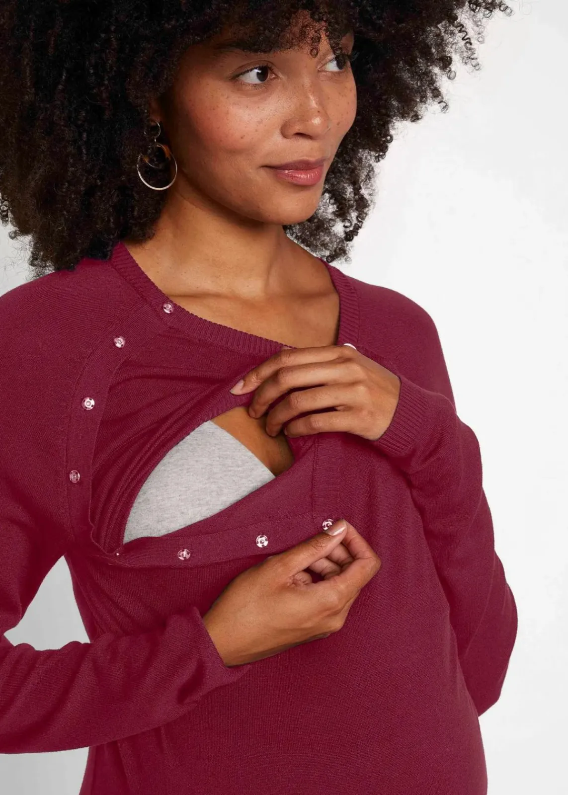bonprix Bekleidung·Blazer|Umstandsmode^2-in-1 Umstands- und Stillpullover aus Feinstrick ahornrot