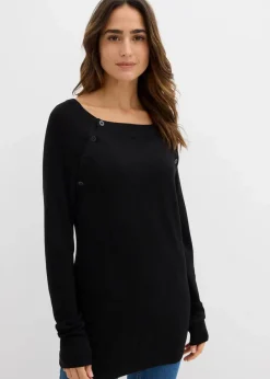 bonprix Umstandsmode|Bekleidung·Blazer^2-in-1 Umstands- und Stillpullover aus Feinstrick schwarz