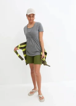 bonprix Umstandsmode|Nachhaltigere Materialien^2-in-1 Umstands- und Stillshirts (2er Pack​) vintagerosa+grau meliert