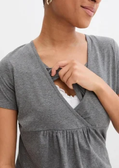 bonprix Umstandsmode|Nachhaltigere Materialien^2-in-1 Umstands- und Stillshirts (2er Pack​) vintagerosa+grau meliert